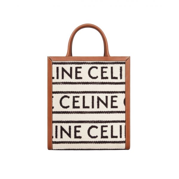 셀린느 텍스타일 셀린느 올오버 & 카프스킨 스몰 버티컬 카바스 화이트 블랙 Celine Small Vertical Cabas Celine in Textile with Celine All-Over and Calfskin White Black