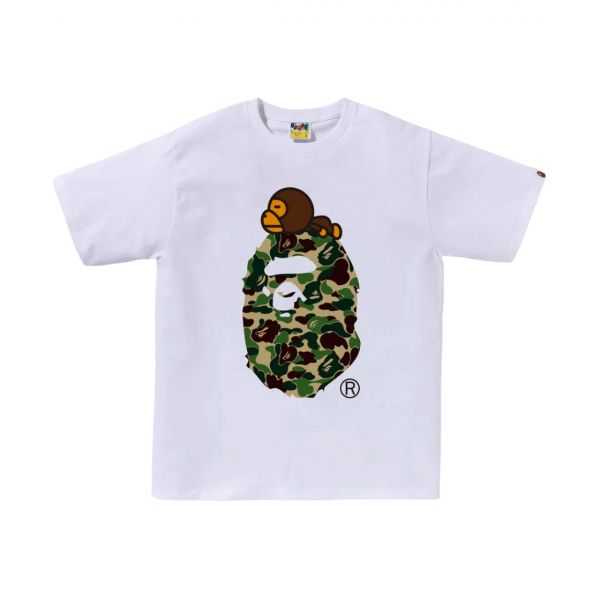 베이프 ABC 카모 마일로 온 빅 에이프 티셔츠 화이트 그린 BAPE ABC Camo Milo on Big Ape T-Shirt White Green